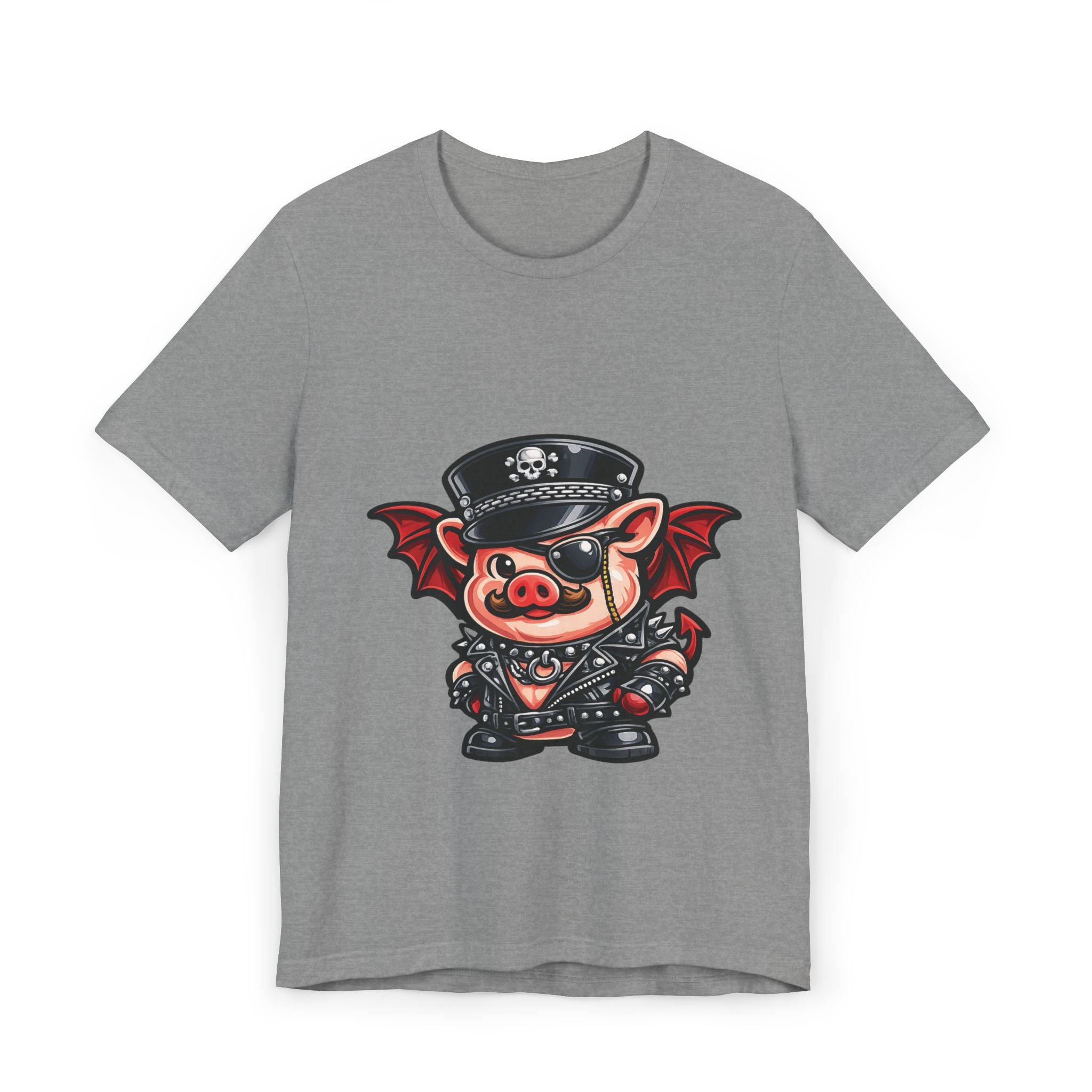 Bacon, but make it wicked — a cute little devil pig with leather attitude and just enough trouble to get noticed.
