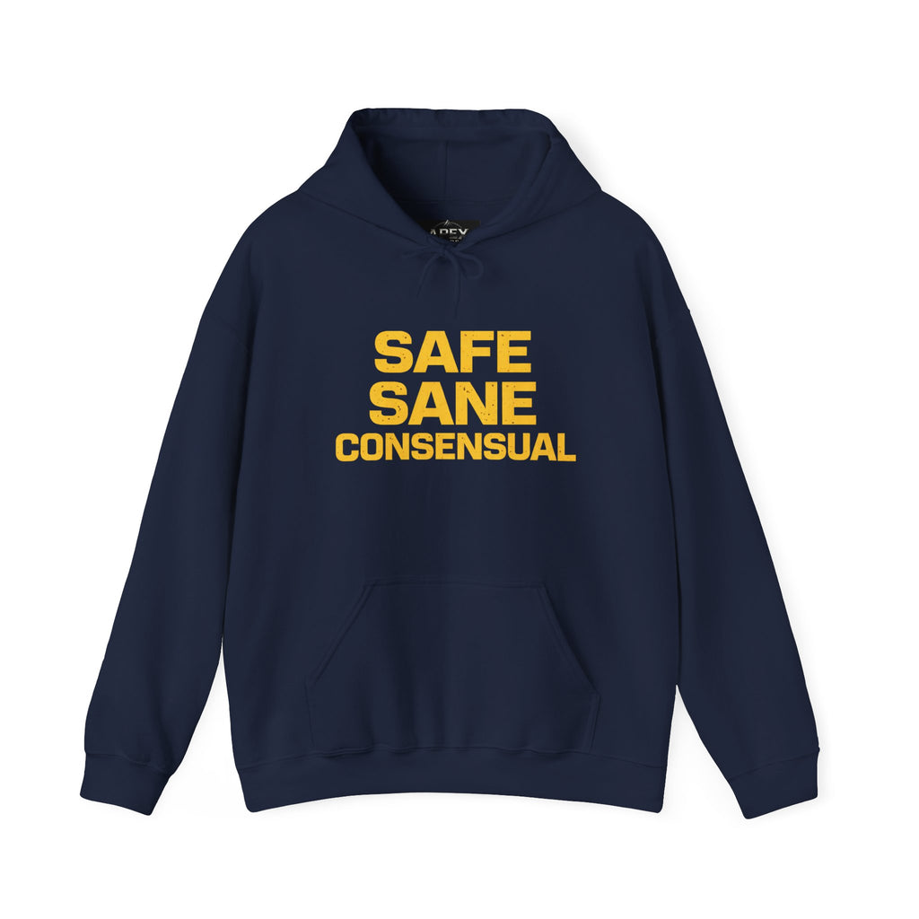 Hoodie — "SAFE SANE CONSENSUAL" Bold Text Advocate Hoodie