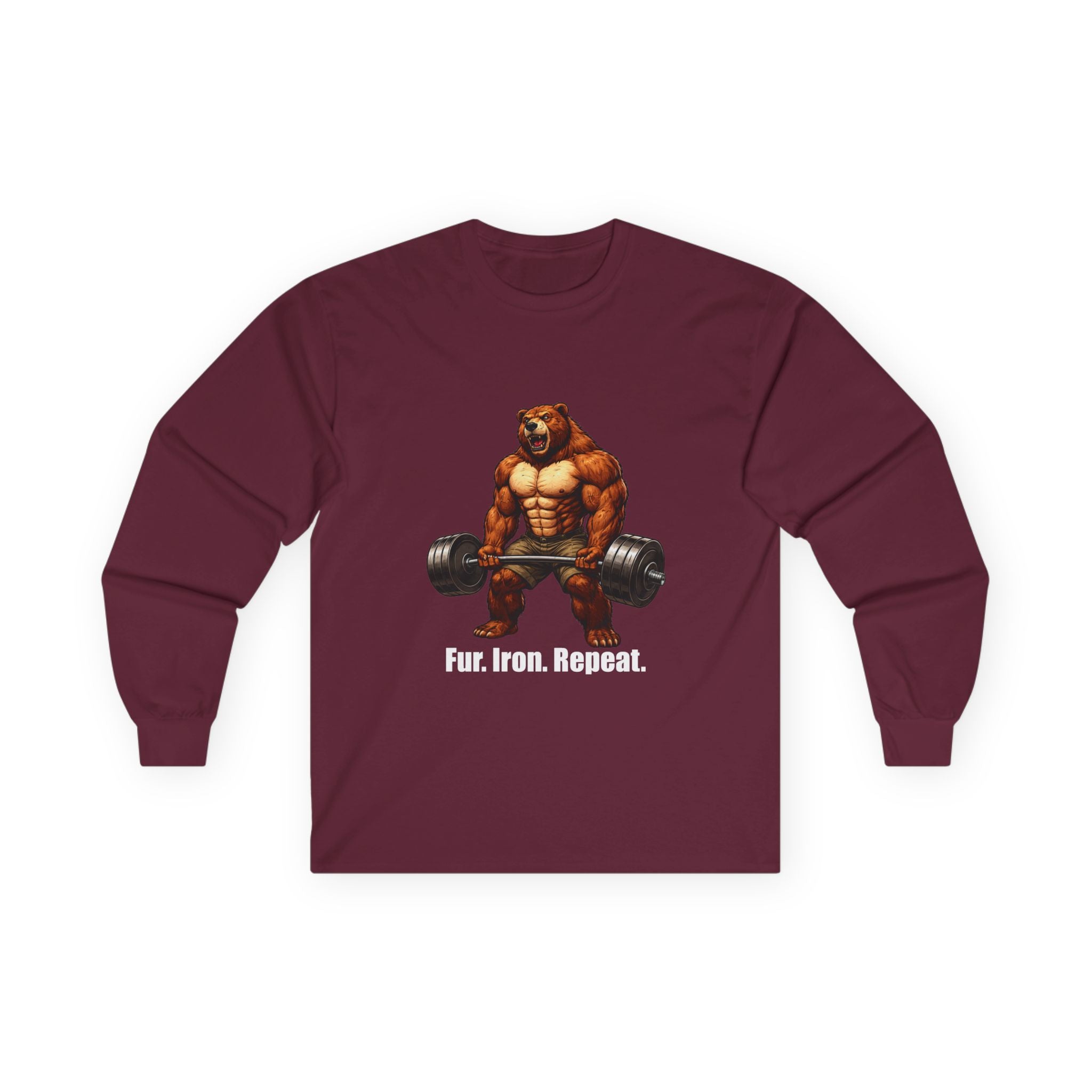 Bear Deadlift Long Sleeve Tee — Muscular Gym Workout Shirt