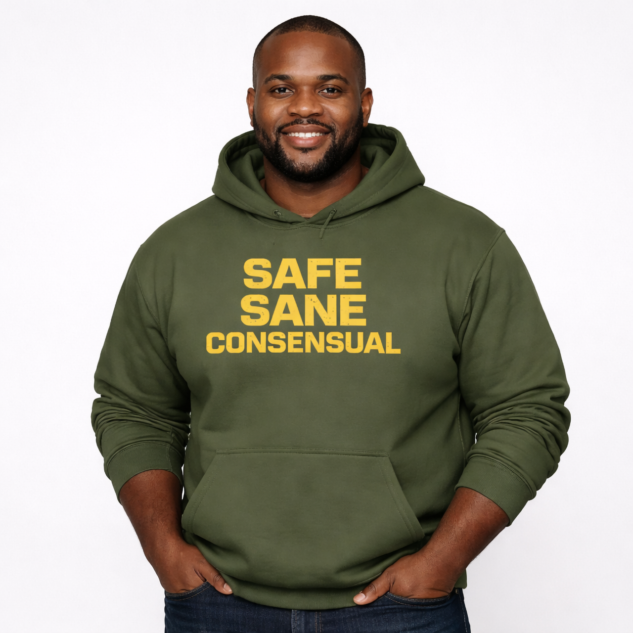 Hoodie — "SAFE SANE CONSENSUAL" Bold Text Advocate Hoodie