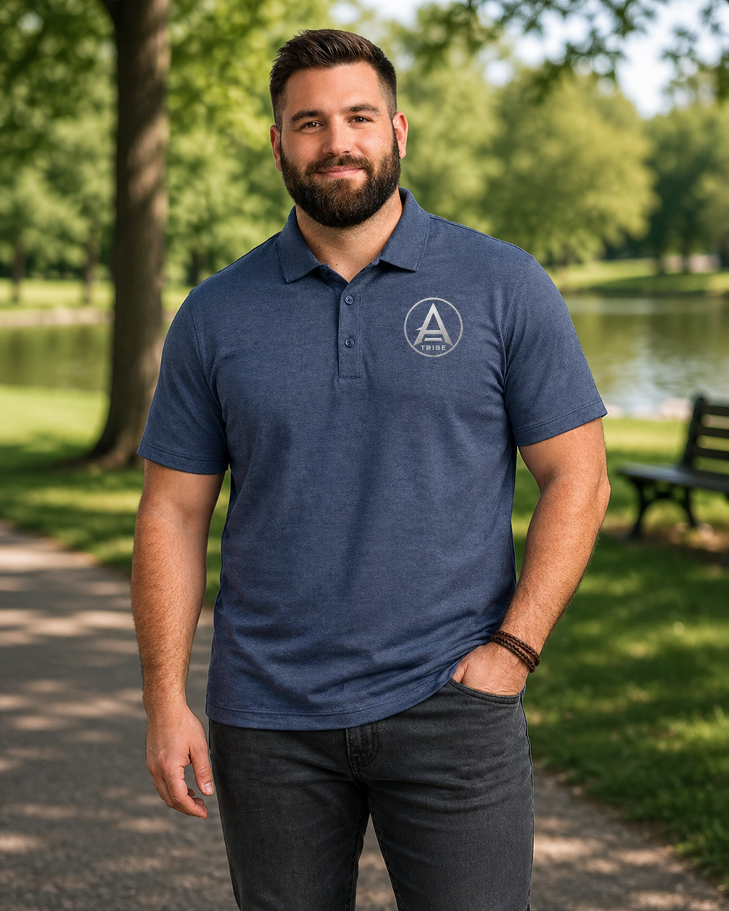 Men's Embroidered Polo Shirt - 'Apex Tribe' Crest