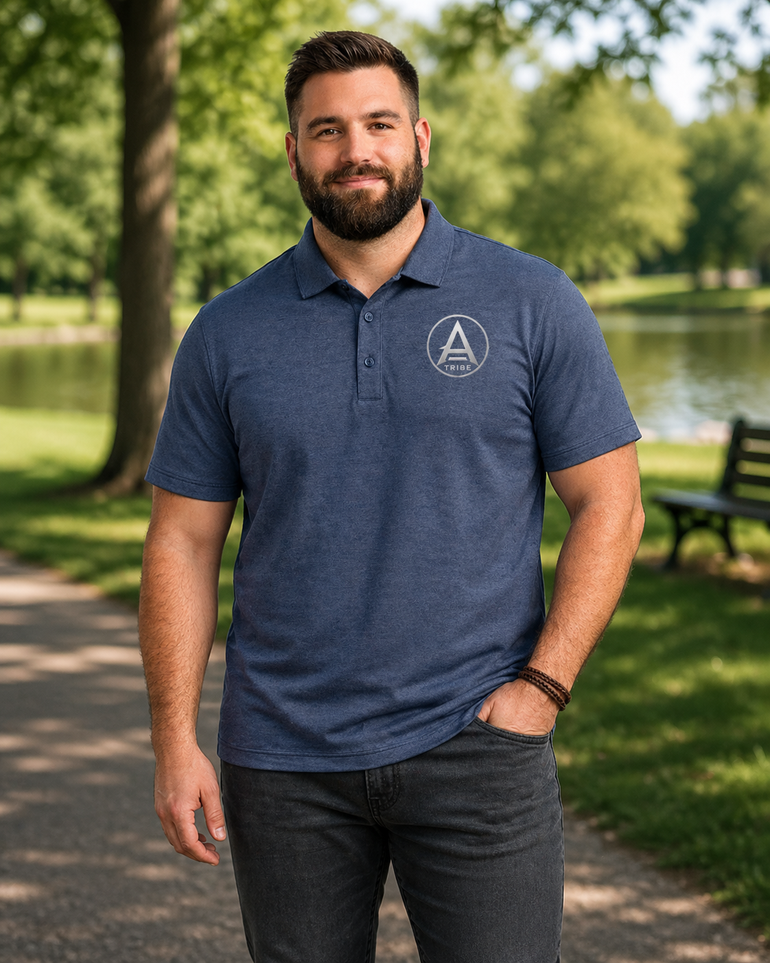 Men's Embroidered Polo Shirt - 'Apex Tribe' Crest
