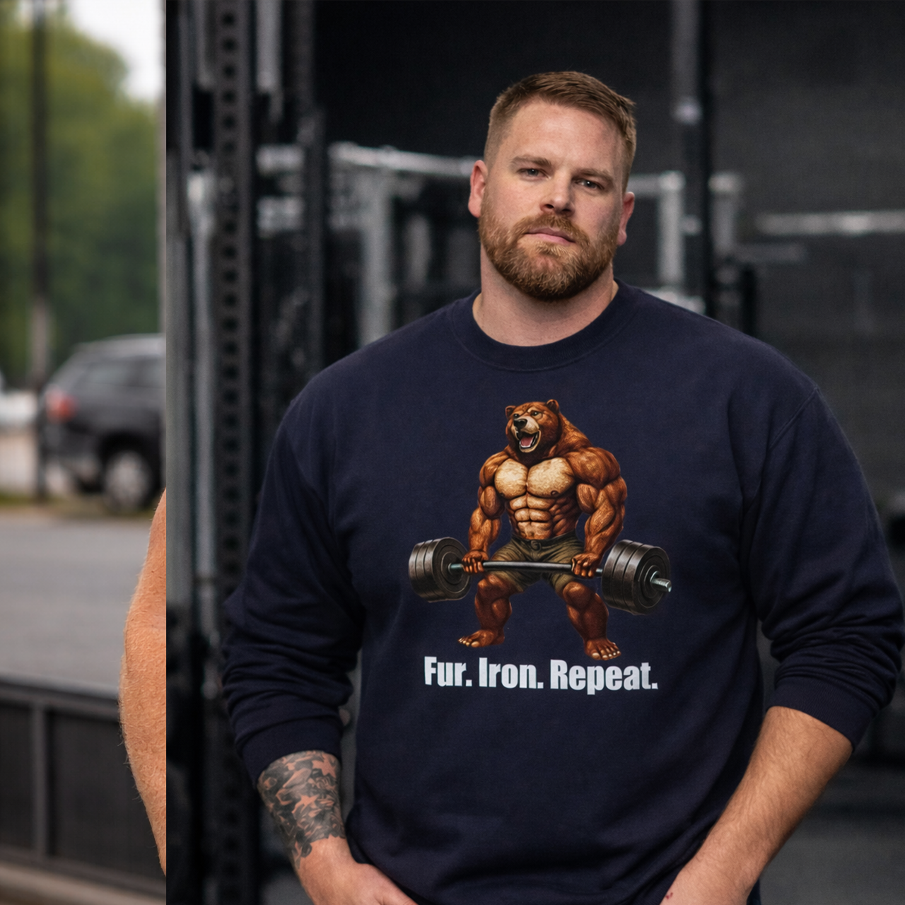 Bear Deadlift Long Sleeve Tee — Muscular Gym Workout Shirt