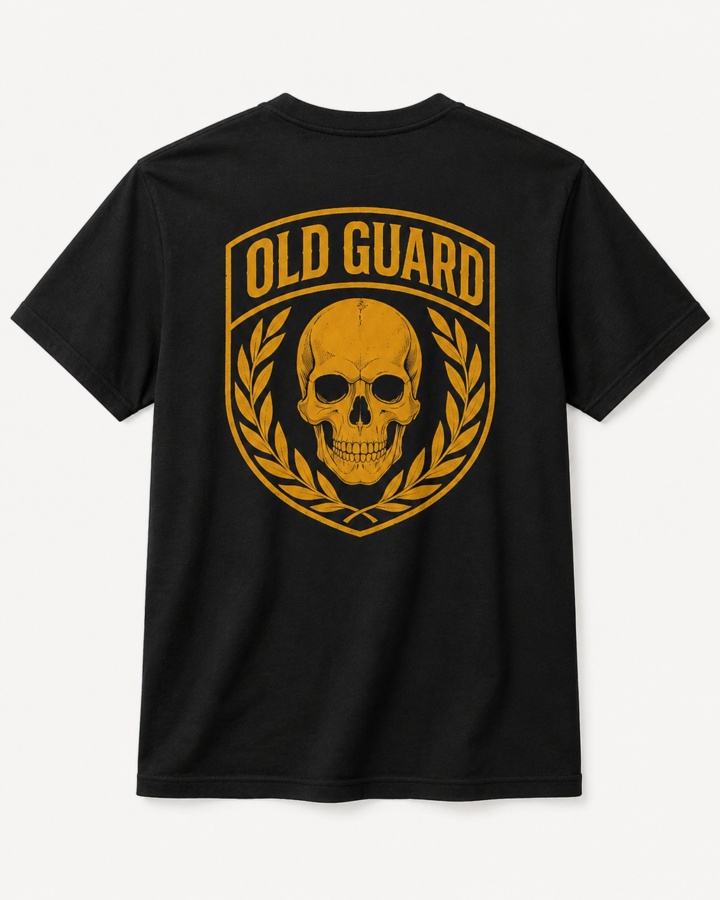 Old guard image on black t (back)