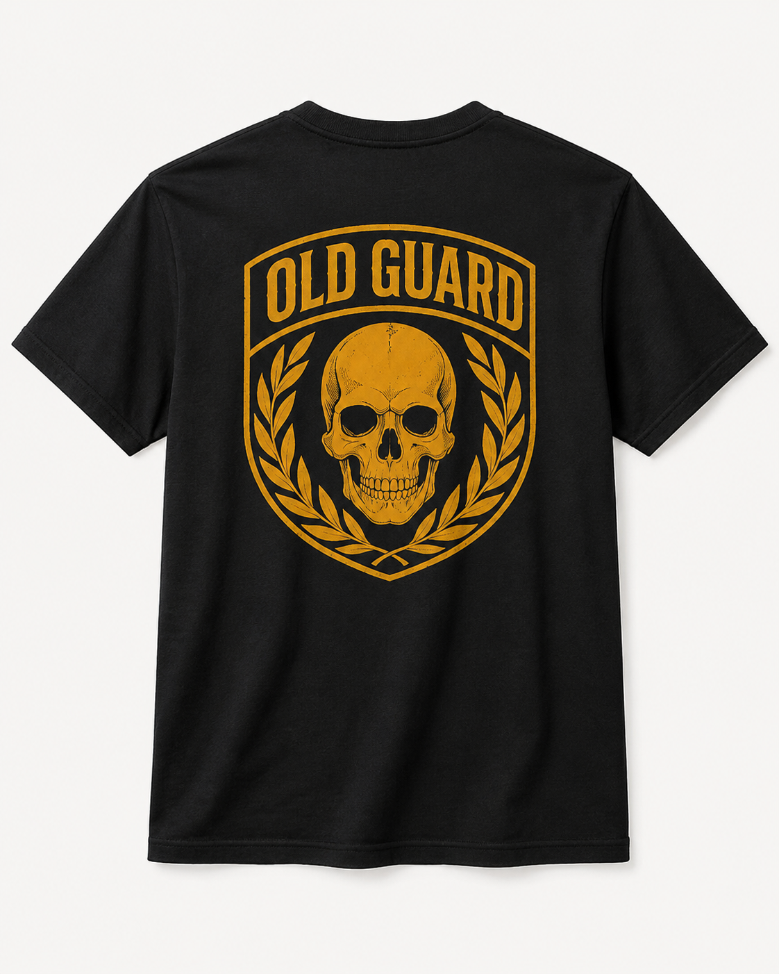 Old guard image on black t (back)