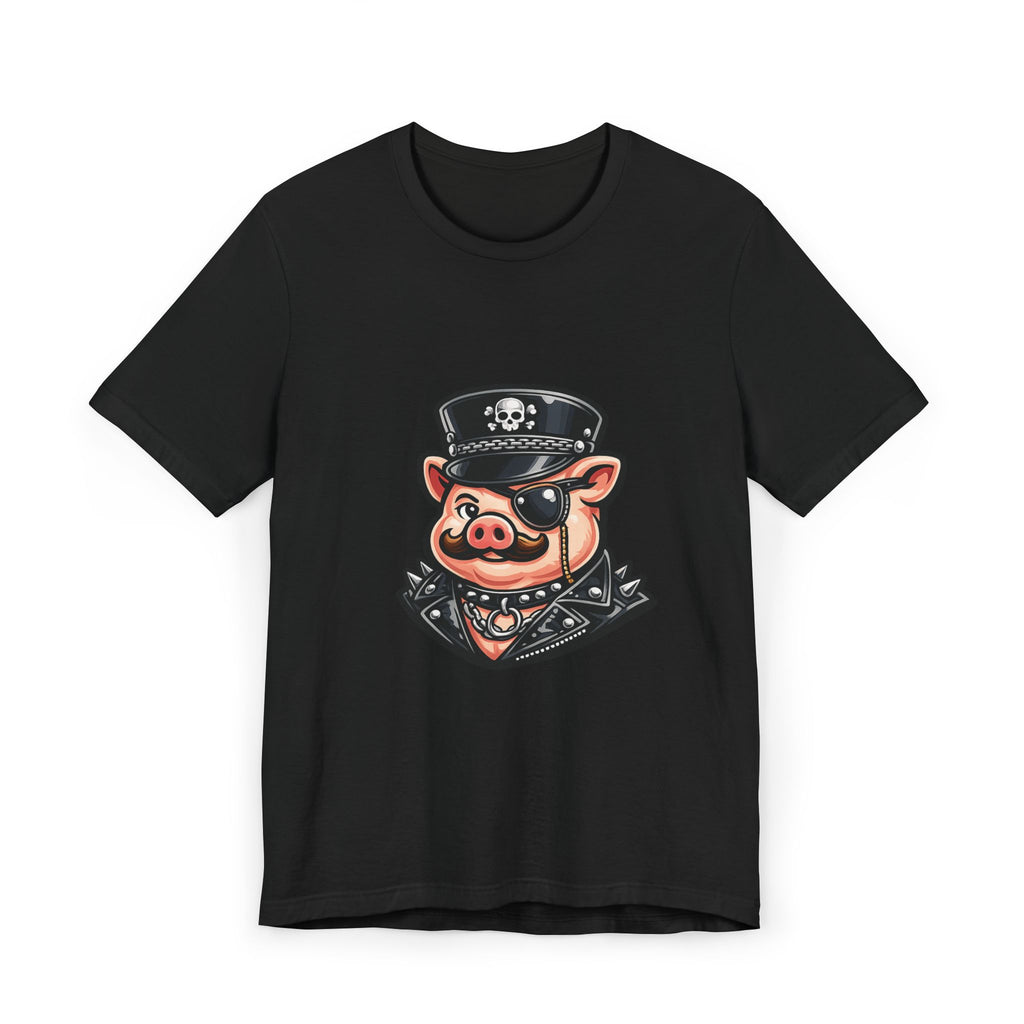 Mr. Pig went to market, dressed to misbehave.