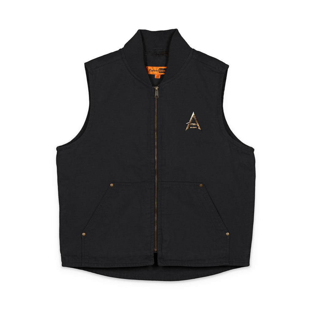 Embroidered Washed Duck Cloth Work Vest — Durable Utility Jacket with Chest Logo